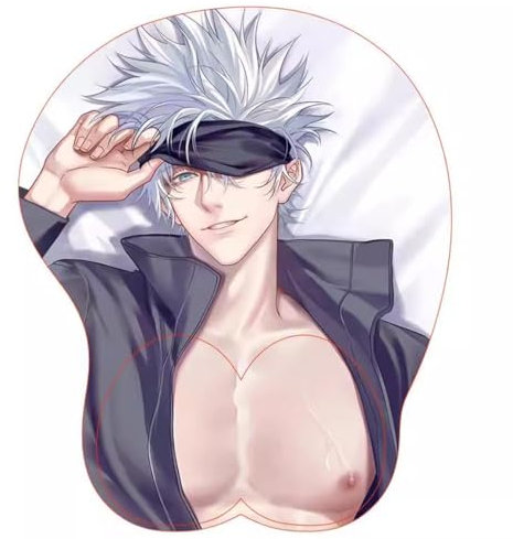 GUANBBD-Anime Satoru Gojo 3D Mauspad mit Handgelenkauflage Gaming Mauspads Rutschfestes Mauspad 3D Mauspads 3D Ergonomisches Mauspad-Mousepad 75