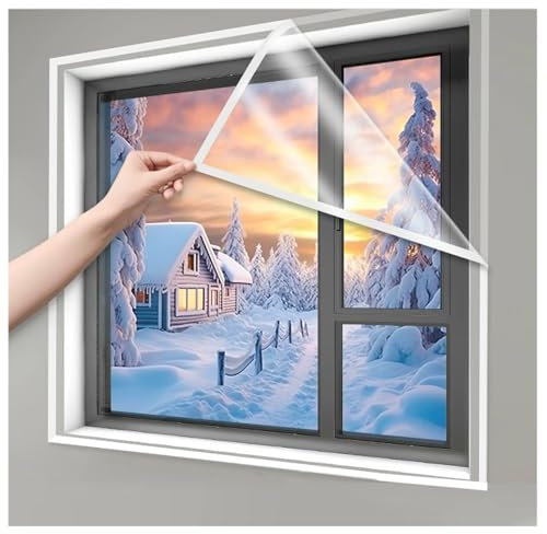 Película Aislante Para Ventanas W50 x H150cm Lámina Aislante Transparente Para Aislamiento Térmico De Ventanas - Incluye Cinta De Doble Cara Para Una Fácil Instalación,Blanco