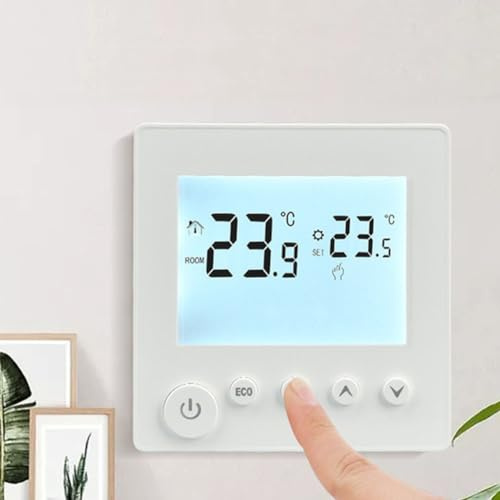 Termostato per riscaldamento a luce bianca a LED, termostato digitale per riscaldamento a pavimento, termostato per riscaldamento elettrico (16A)