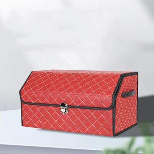 GLYGLY Auto Kofferraum Organizer für VW ID.3 2021-2023, Kofferraumtaschen Autotasche Organizer Wasserdicht Fächern Aufbewahrungs Box Faltbare,C-Red-53 * 32 * 30cm