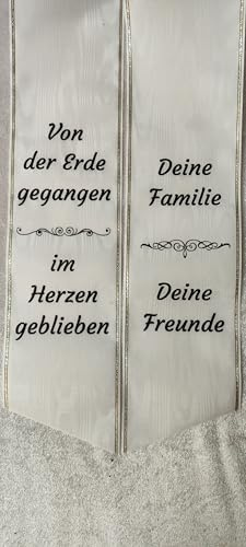 Exclusive Trauerschleife Grabschleife Kranzschleife nach Kundenwunsch Bedruckt (10 cm für EIN Gesteck oder Kranz) (Weiß)