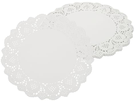 QUARKZMAN 140 Unidades de mantelitos de Papel, mantelitos Redondos de Encaje de 14.6 Pulgadas, Posavasos de Papel Desechables para decoración de mesas en Bodas y Navidad, Blancos