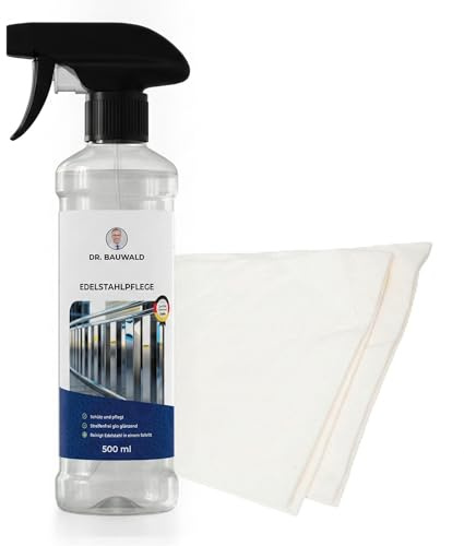 Dr. Rauwald Edelstahlpflege & Edelstahlreiniger – Hochwirksame Reinigung, Schutz & Finish für Küchen-, Grill- & Edelstahlflächen – Für Haushalt & Outdoor – 500 ml