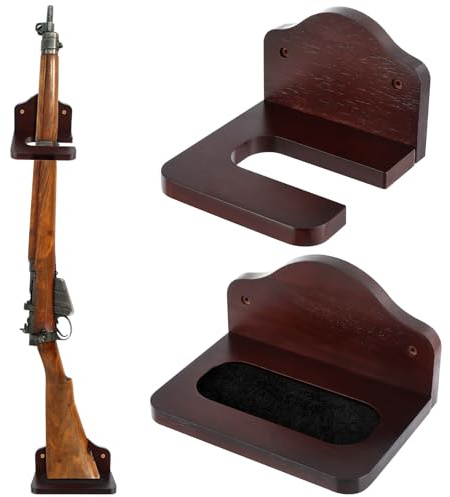 GlikCeil Vertikaler Waffenständer, Hartholz, Wandhalterung, Holzhaken, Aufhänger für die Wand für Gewehre, Schrotflinten, Bögen, Präsentationsaufbewahrung (klassisch, rotbraun)
