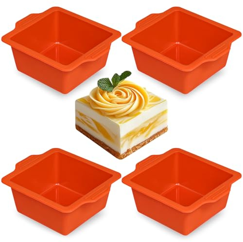 webake Mini fyrkantig kakform 10 cm silikon kakformar för bakning 4 st mini ostkaka form tvålform för små kakor, muffin, muffin, tvål, gelé