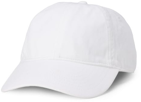 Amazon Essentials Women's Washed Cotton Canvas Baseball Cap with Adjustable Strap, White, One Size