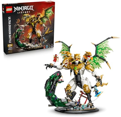 LEGO NINJAGO Battaglia dell’Ultra Drago Giocattolo - con Action Figure a 4 Teste, Serpente e 4 Minifigure con Katana - Decorazione Cameretta - Regalo per Bambini da 12 Anni e per Fan Adolescenti 71872