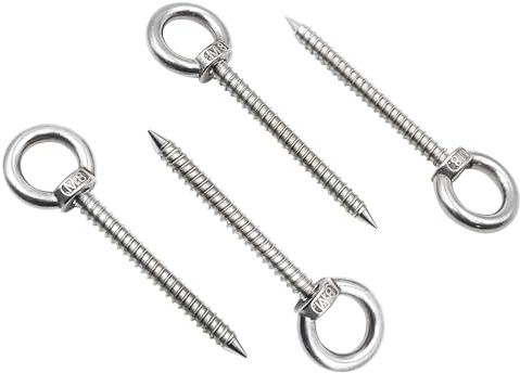 GETRICH 4 Stück Ösenschraube M8x80mm, Schraubösen Ösenschrauben Edelstahl Ringschraube mit Gewinde,Augenschraube für Hängematten, Markisen, Blumenampel, Hängesessel, Schaukelstühle, Festkabel