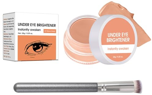 Concealer Ta bort mörka ringar, Under Eye Brightener med pincel, Color Corrector täckpenna ansikte för strålande blick, vattentät och långvarig, vårdande, ögonvård färgkorrigerare (#2Warm Nude)