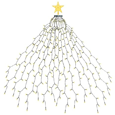 EcoNour 2 m Christbaumbeleuchtung | 400 LED-Lichterketten mit Ring und 16 Girlanden | 8 Modi | LED-Lichterkette für Weihnachtsbäume | Warmweißes Licht für drinnen und draußen