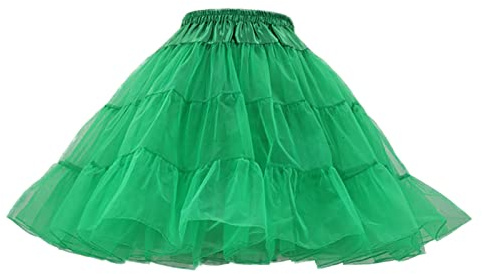 Tyllkjol dam tutu kjol, 50-tals karneval party 2026 balett minikjol underkjol rockabilly kostym retro cosplay festklänning bubbla danskjol, Grön, L