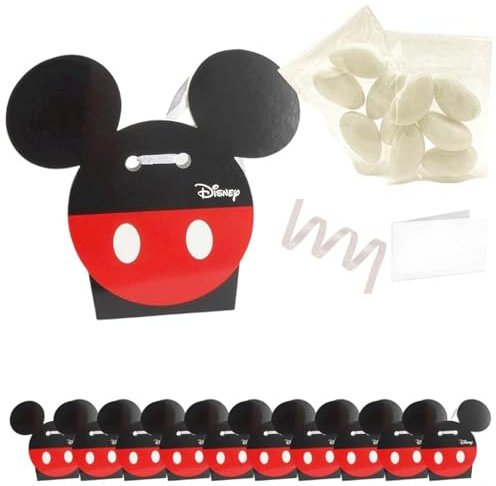 Ingrosso e Risparmio Bomboniere Set Compleanno 10 Scatoline Sagoma Topolino Rosso e Nero Fiocco Incluso per Bambino Bustine Confetti Bigliettino Personalizzabile Confettata Portaconfetti Fai da Te