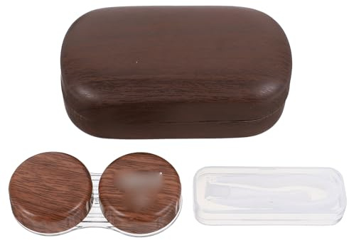 BUTIFULSIC Portable Contact Lens Case with Mirror, Plastic and Leather Lining, Lightweight Leak-Proof Lens Storage Kit for Travel and Daily Use, Brown