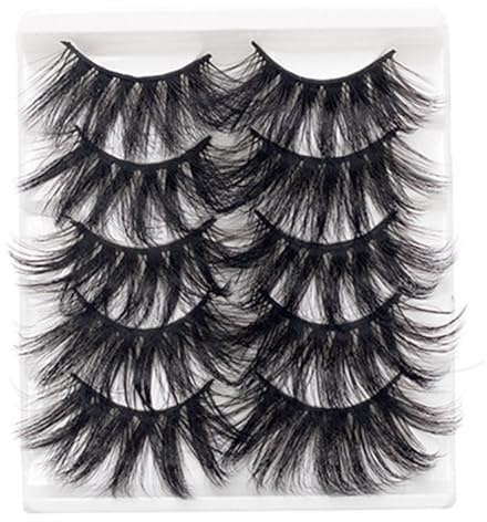 Mink Lashes, False Eyelashes, 5 Pairs Multi-Layered 25mm Lashes, 5D Dramatic Artificial Mink, Fluffy Thick Eyelashes