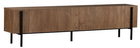 Modernes TV-Möbel mit Metallbeinen, Kafkas Oak & Schwarz, 180 x 30 x 45 cm | 100% melaminbeschichtete Spanplatte, 18 mm dick | stilvolles & funktionales Design für Wohnzimmer & Unterhaltungsbereiche