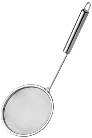 Cuchara para espumar grasa, colador de alimentos de malla fina de acero inoxidable para grasa, salsa y espuma, espumadera japonesa para olla caliente con mango largo (L)