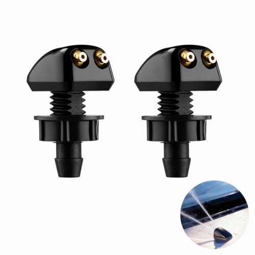 Lot de 2 buses de pulvérisation universelles pour lave-glace - 8 mm - Buses d'essuie-glace de voiture - Buses de lavage de rechange avec écrou de fixation - Buse à double trou