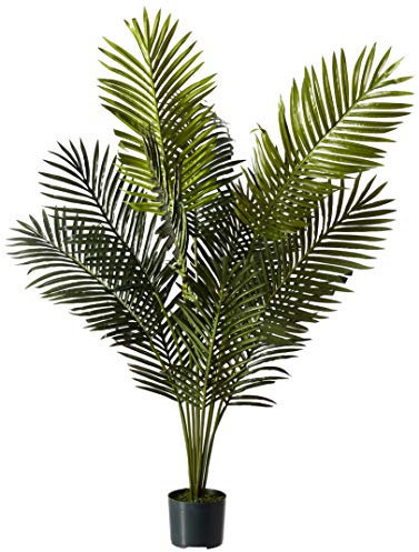 Nearly Natural 5FT Tall Artificial Paradise Palm Plant, Fake Palm Tree with 12 Trunks and Realistic Palm Leaves, Faux palm Tree for Indoor Home Décor with Black Nursery Planter