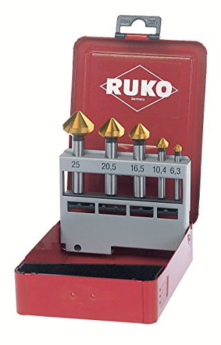 RUKO 102154E - Juego de 5 avellanadores cónicos, DIN 335 forma C