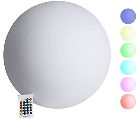 VERDOBA LED Kugelleuchte mit Akku - wasserfeste Leuchtkugel mit Farbwechsel und USB-C Anschluss - dimmbare LED Kugel für außen & innen - 20 cm große Kugel Lampe mit Schutzklasse IP67