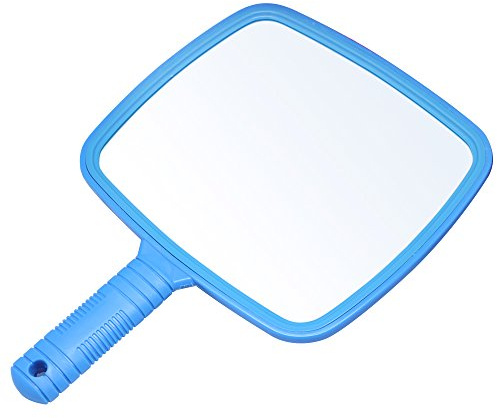 Accessotech Professionella handhållna frisörsalongshårare paddel spegelverktyg med handtag (blå)