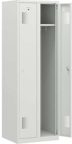 QUIPO | Spind | 2 Abteile | lichtgrau RAL 7035 | Breite 600 mm | 2 Abteile, lichtgrau, Breite 600 mm, Zylinderschloss