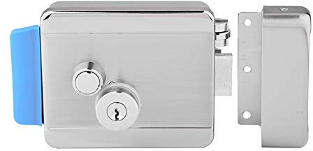 ASHATA Tür-Zusatzschloss, Türschloss Elektrische Steuerung Zugang Lock Sicherheit Elektroschloss,Metall Elektrische Türschloss Zutrittskontrollsystem Zusatzschloss mit Schlüssel Kit Silberig