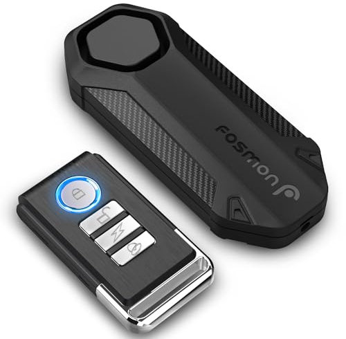 Fosmon 113db Bike Alarm with Remote, Motion Sensor Bicycle SOS Alarm, IP65 Waterproof Anti Theft Alarm System, Wireless Siren for E-Bike, Motorcycle, Scooter, Cart, Trailer