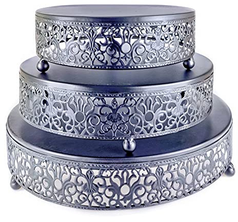 Eidoct 3-Piece Cake Stand Set Round Metal Cake Stands, Dessert Display Cupcake Stands for Wedding, Event, Birthday Party (Black)