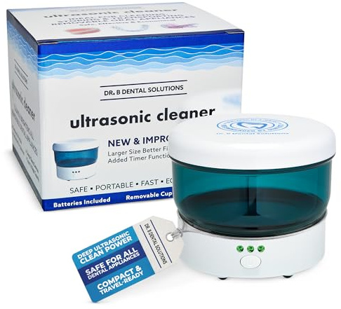 Dr. B Dental Solutions Nettoyeur à ultrasons, machine de nettoyage à ondes haute fréquence pour prothèses dentaires, gardes-nuits, dispositifs de retenue d'alignement et d'apnée du sommeil