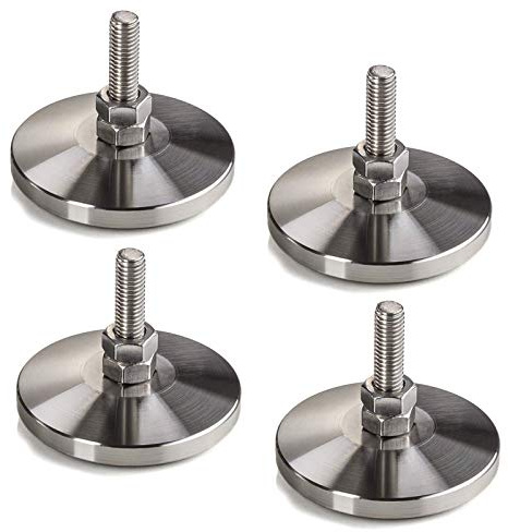 SOTECH 4 pièces Pieds de meubles Ø 40 mm Vis de réglage M8 x 30 mm Acier | inoxydable véritable (SS201) réglable en hauteur avec pied en caoutchouc Pieds