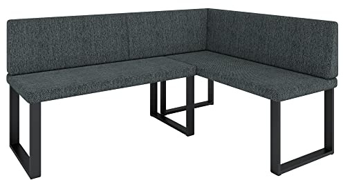 FURNISTAR Eckbank Akiko Metal - Eckbankgruppe für Ihrem Esszimmer, Küche modern, Sitzecke, Essecke. Perfekt für Küche, Büro und Rezeption. Solide und Starke Verarbeitung. (INARI 96, 196x142cm rechts)