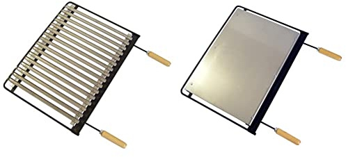 IMEX EL ZORRO 71616 - Parrilla para Barbacoa, Hierro, 68 x 41 cm & Imex El Zorro 71618 - Plancha para barbacoa, hierro, Gris, 68 x 41 cm