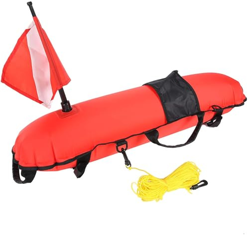 Alomejor Torpedo-Boje, Hält das Aufpumpen des Tauchens mit Zusammenklappbarer Flagge und Seil Zum Tauchen, Speerfischen, Freitauchen, Orange
