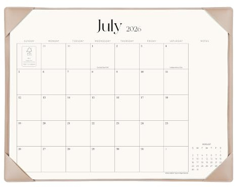 Simplified Desk Calendar 2026 with Desktop Mat, Cabbrix Large Desk Pad Calendar 21 x 16-1/2 Runs From January 2026 to June 2027, Desk Blotter Calendar for Home School and Office (Apricot)