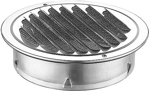 Stainless Steel Air Outlet Vents Round Louver Grille Cover Wall Air Soffit Vents Flat Ducting Air Ventilation Outlet Hood with Screen Mesh for Wall Ceiling (100mm)