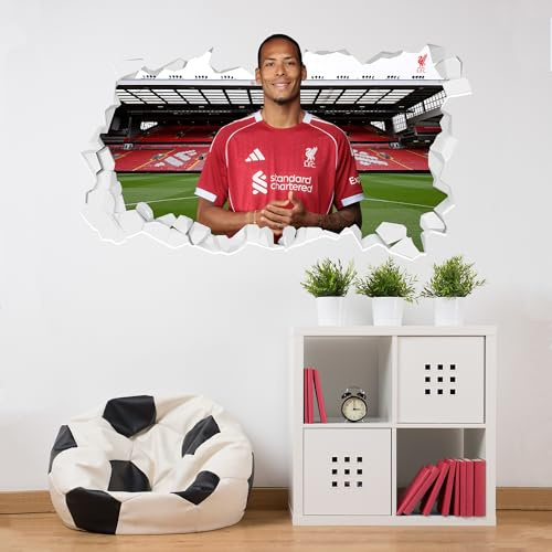 Themed Liverpool Wall Sticker - Virgil van Dijk 25/26 Broken Wall (60cm width x 35cm height)