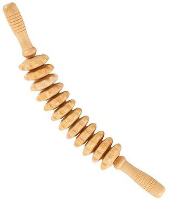 Toionmm Massageroller Holz, Faszienrolle Holz mit Griff | Rücken Massagegeräte Holz, Anti Cellulite Massage Massagegerät, Faszienstab holz für Muskelentspannung, Körperformung