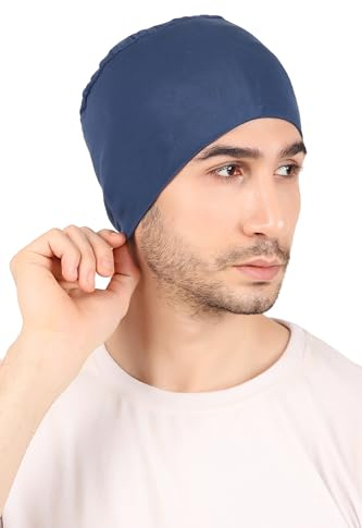 MRD DESIGNER HUB Men’s Under Helmet Cap Multipurpose Skull Cap Sport Hair Cover Cap (Blue)