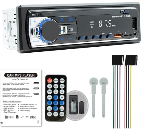 Jemora Lecteur MP3 BT Multifonction pour Voiture, Dispositif de Lecture Audio pour Voiture, Lecteur de Musique, Lecteur MP3 Automatique, récepteur Radio avec Fonction FM Car MP3 Player