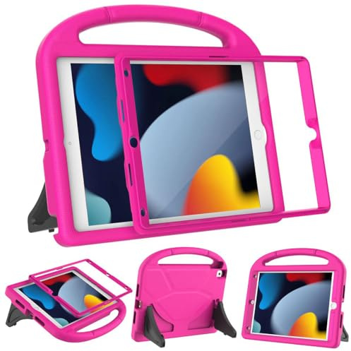MOXOTEK Kids Case for iPad 9th/8th/7th Generation 10.2 inch 2021/2020/2019, Case for iPad Air 3rd Gen/Pro 10.5 inch, Durable Shockproof Cover with Screen Protector for iPad 10.2 & 10.5, Pink