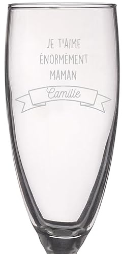 Wanapix | Flûtes à Champagne Personnalisés | Cadeau Fête des Mères | Idee Cadeau Anniversaire Femme | Verre à Champagne Gravure | 20cl | Je t'aime mère