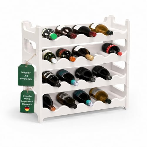 ARTECSIS - Estante para botellas para 24 botellas, organizador de botellas de plástico, color blanco, altura de 54 cm