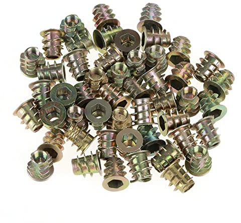 100 Pièces M5 * 10mm Meubles en Alliage de Zinc Tête D'entraînement Hexagonale écrou de Vis écrous D'insertion Filetés pour Fixation de Connecteur de Meubles en Bois, écrou