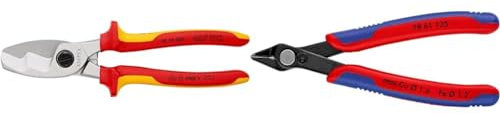 Knipex Kabelschere mit Doppelschneide verchromt, isoliert mit Mehrkomponenten-Hüllen & Electronic Super Knips Elektronik-Seitenschneider, 125mm