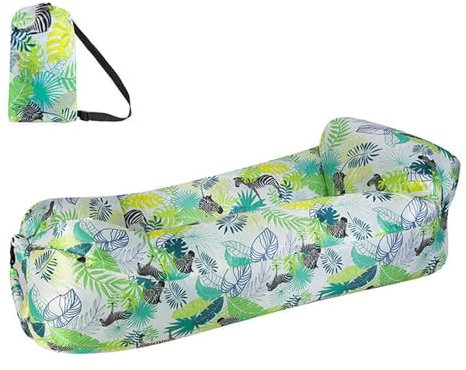 Hiseng Aufblasbares Sofa, Tragbares Luftsofa Luftsack Wasserdichtes Air Lounger Aufblasbare Luft Sofa Couch für Strand Camping Reisen Park Musikfestivals Outdoor (Zebra,220x70cm)