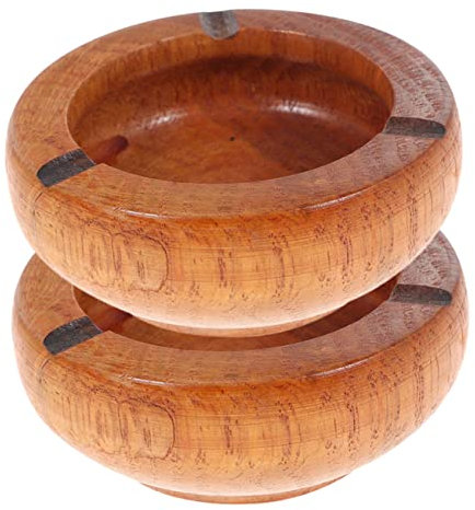 BEBEMOKO 2pcs Black Wood Ashtray for Indoor Smoking Air Purifying Ashtray Fine Wood Processing Random Color