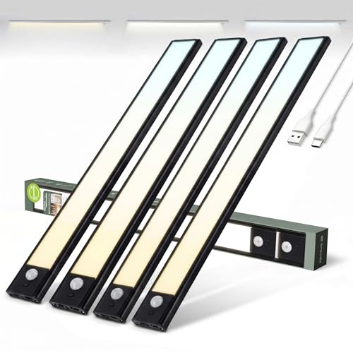Brendz LED Sottopensile Cucina, Luce Ricaricabile, 4 x 40cm, USB-C, 2200mAh | 3 Temperature di Colore, Dimmerabili, Magnetica, Luci LED Cucina Sottopensile Senza Fili, Puyo Nero