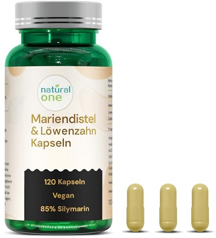 Mariendistel & Löwenzahn Kapseln – Hochdosiert 300 mg Silymarin (85% UV) – 120 vegane – 3-fach Leber-Pflanzenextrakt-Komplex: Mariendistel, Löwenzahn & Süßholz – Laborgeprüft in DE
