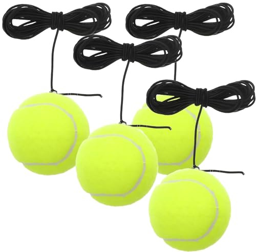 ClcIosis 4 palline da tennis con cordino, per esercizi singoli, con elastico in gomma, per principianti
